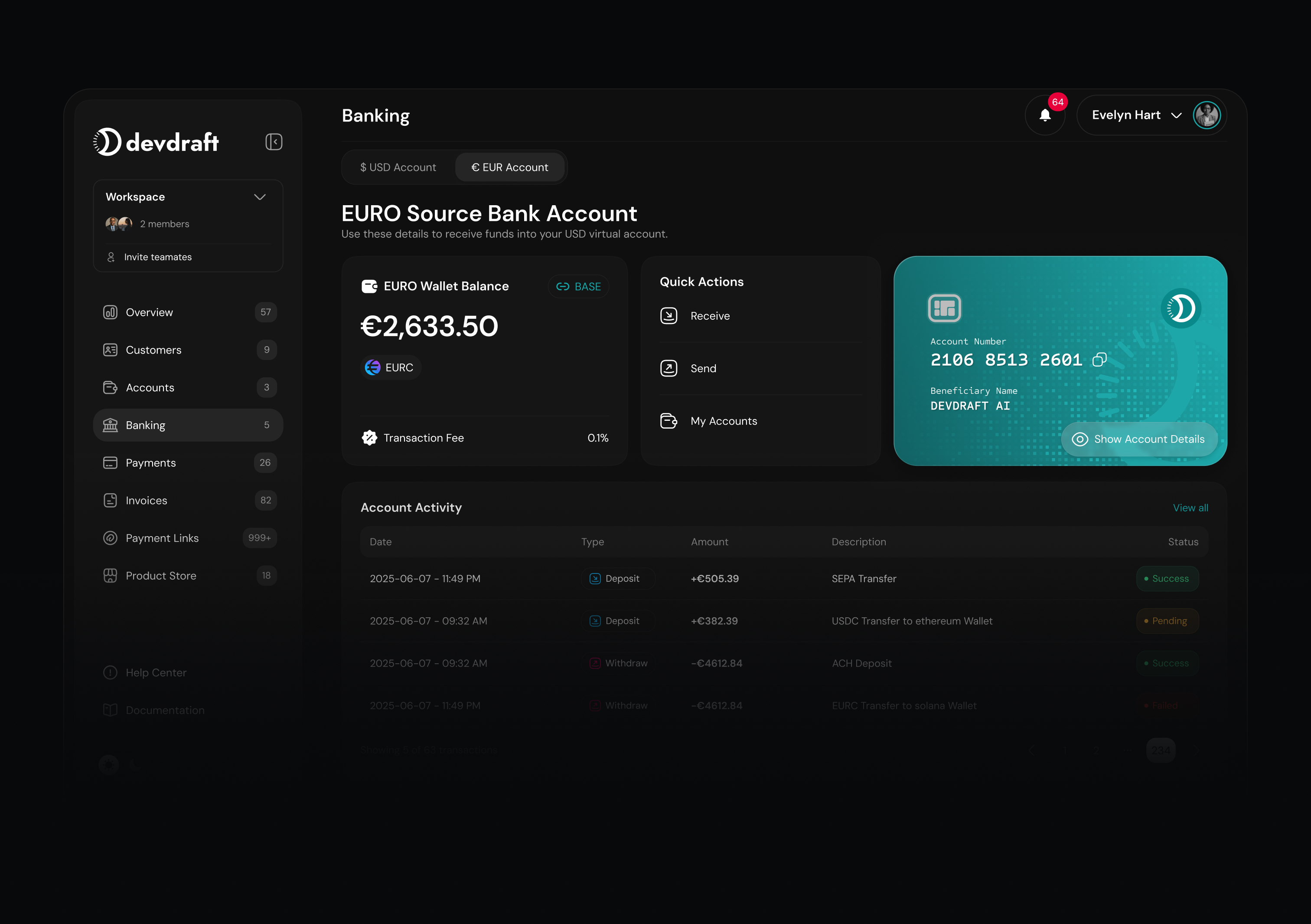 Devdraft Dashboard