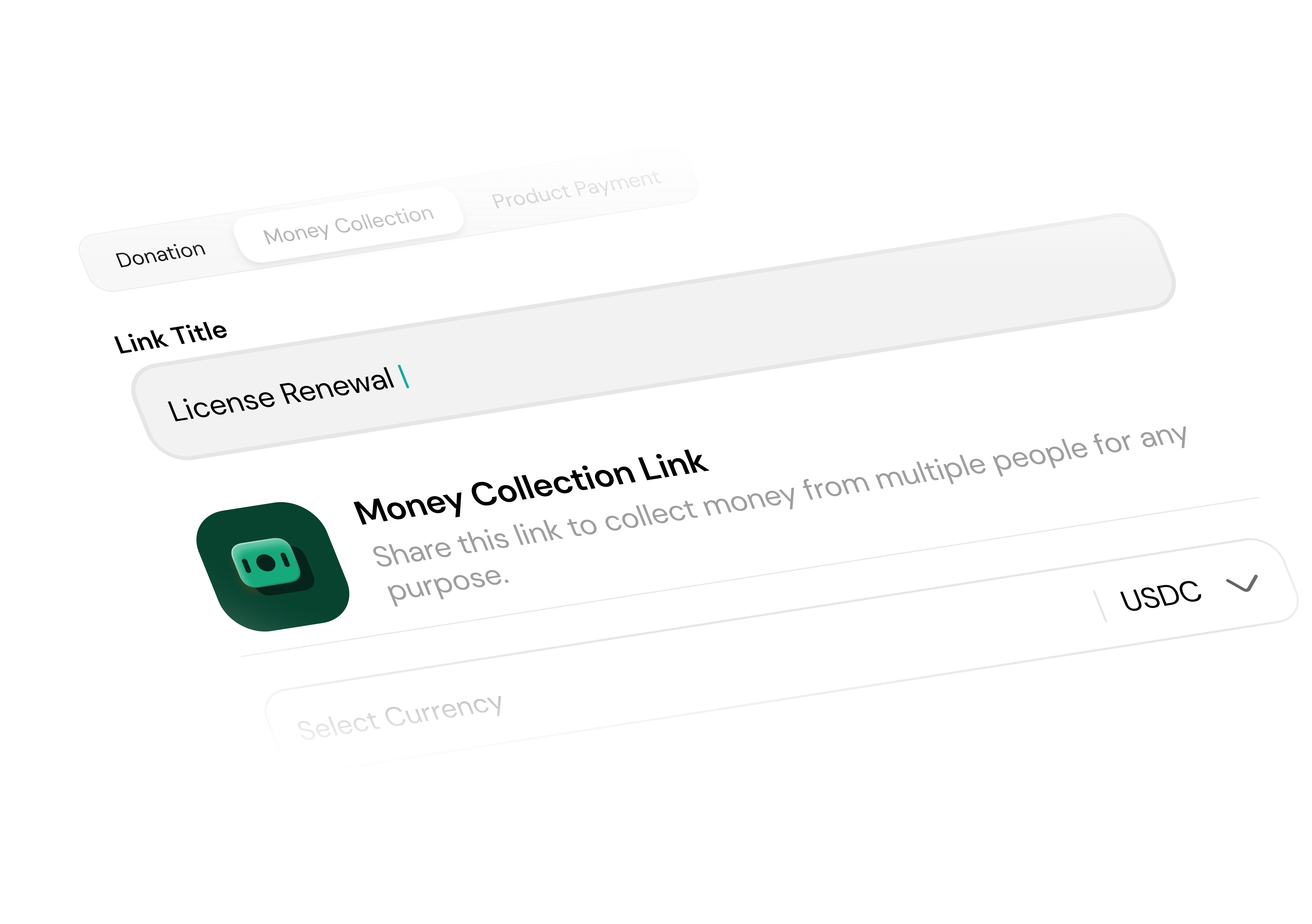 Payment link creation interface