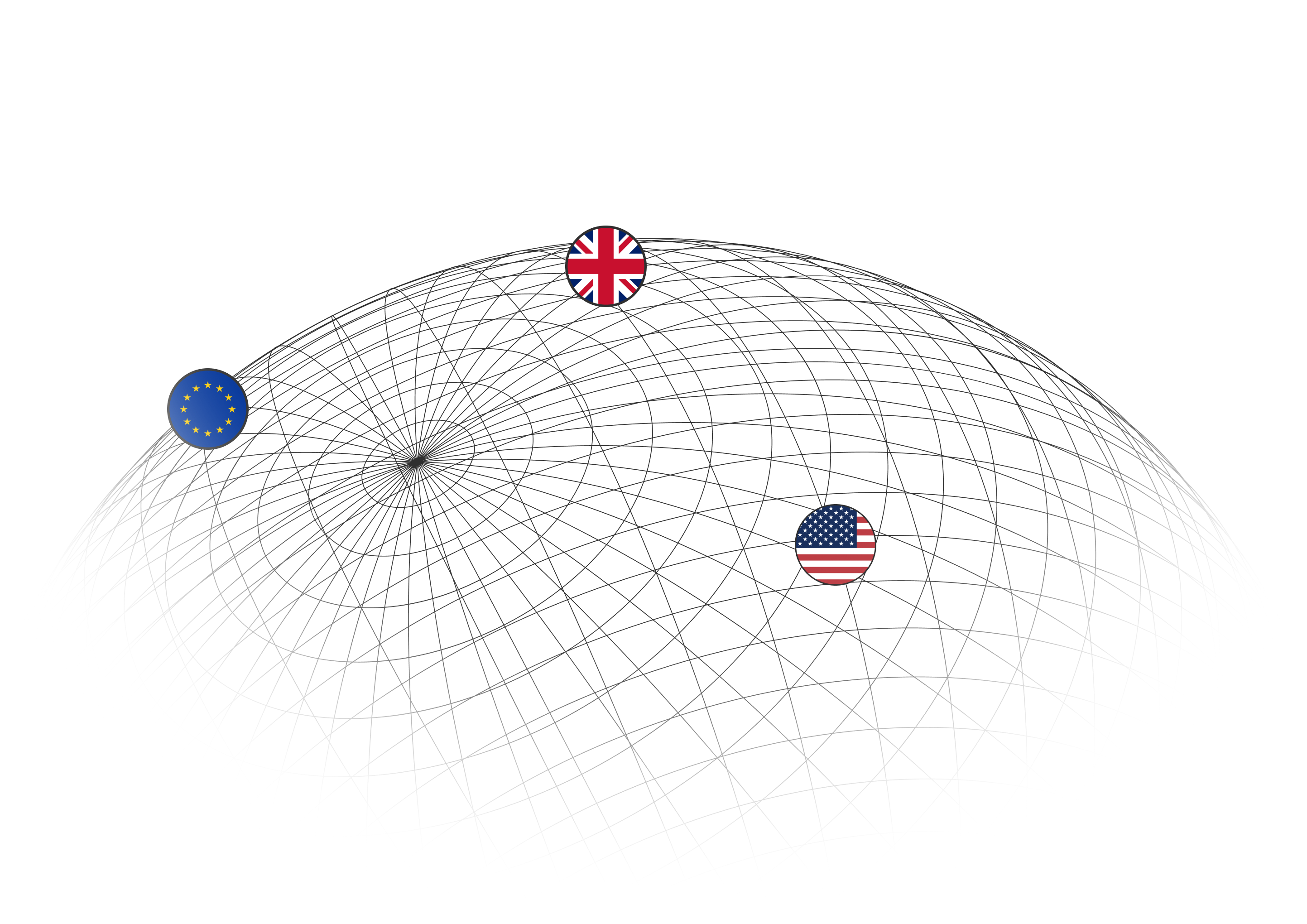 Global banking network with country flags