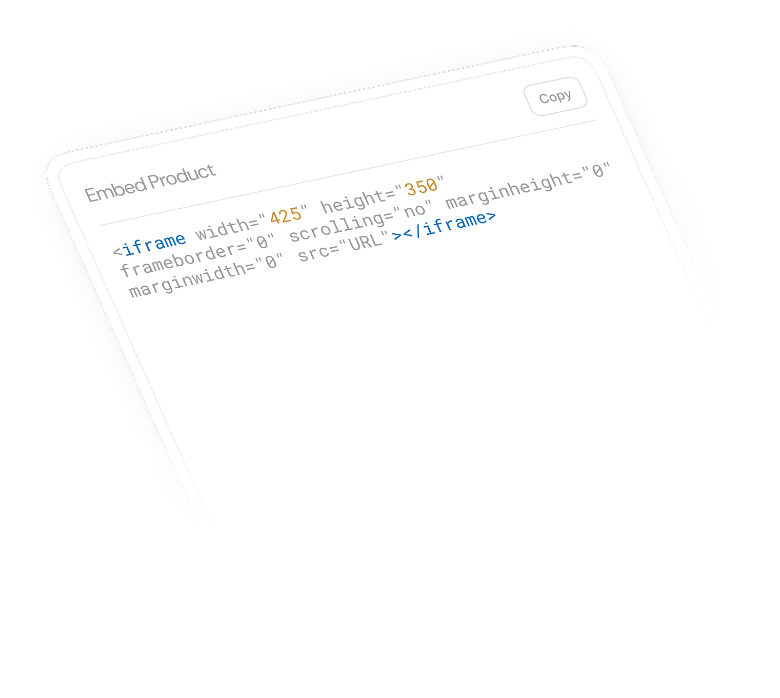 Embedding and checkout integration interface