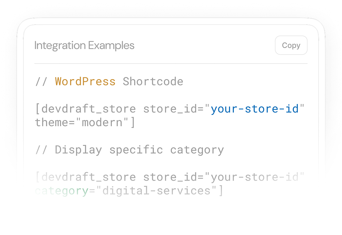 Integration examples with WordPress shortcode and category display