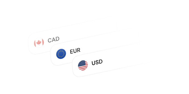 Multi-currency balance management - Manage CAD, EUR, USD and more