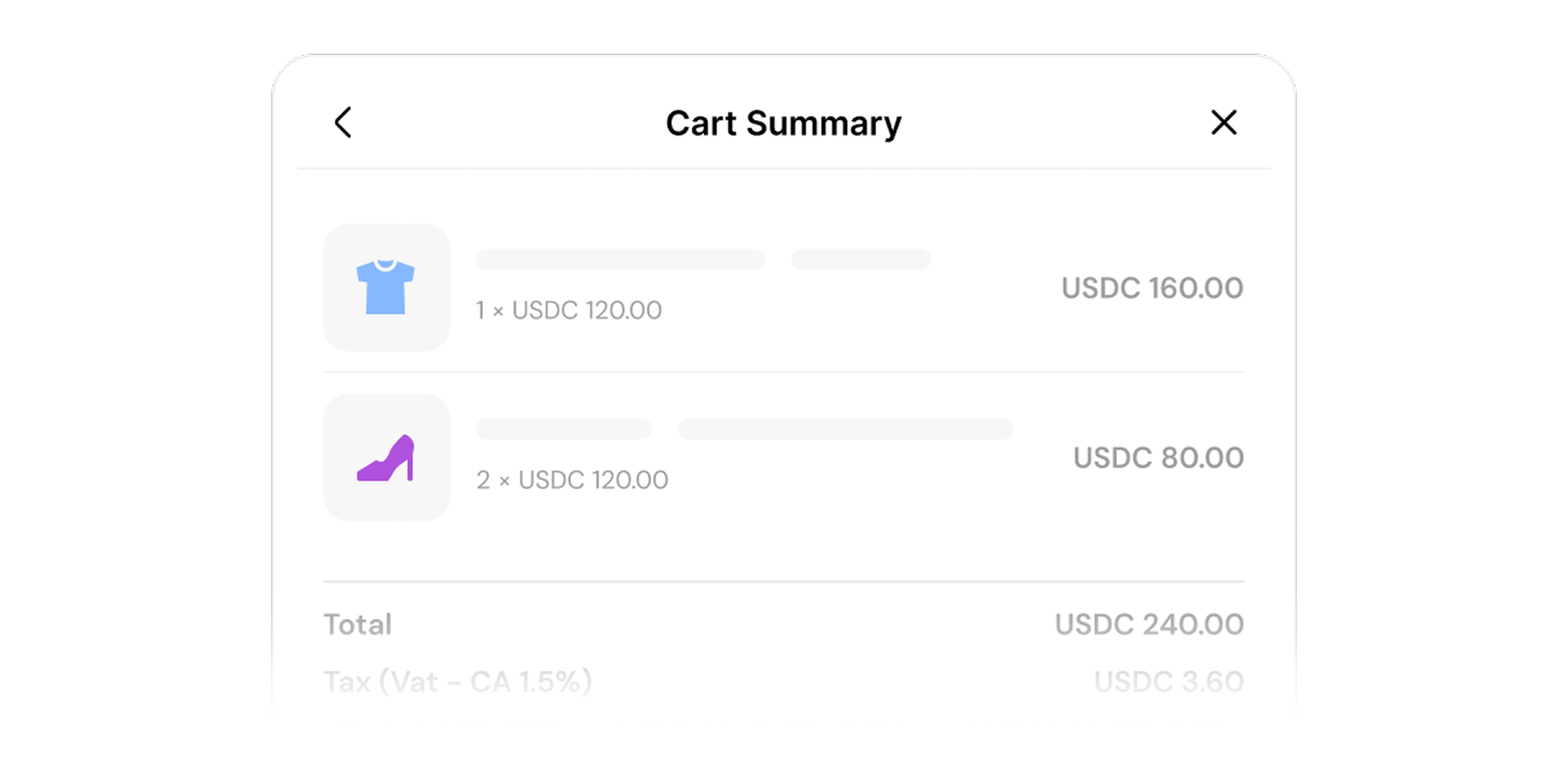 Shopping cart interface